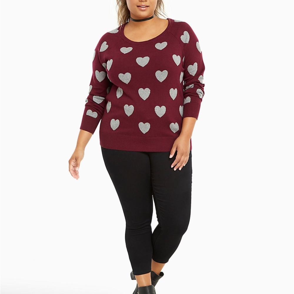Womens Heart Knit Sweater